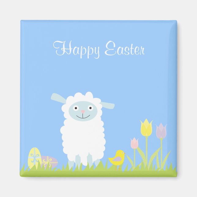 Cute Påsk Lamb med magnet Eggs (Framsidan)