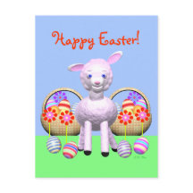 Cute Påsk Lamb och Basket ägg