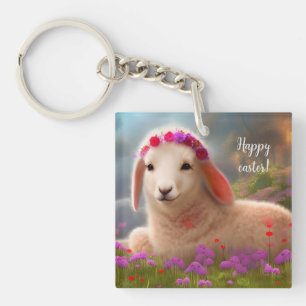 Cute påsk lamm med blommor -