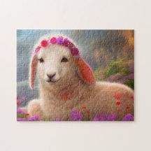 Cute påsk lamm med blommor -