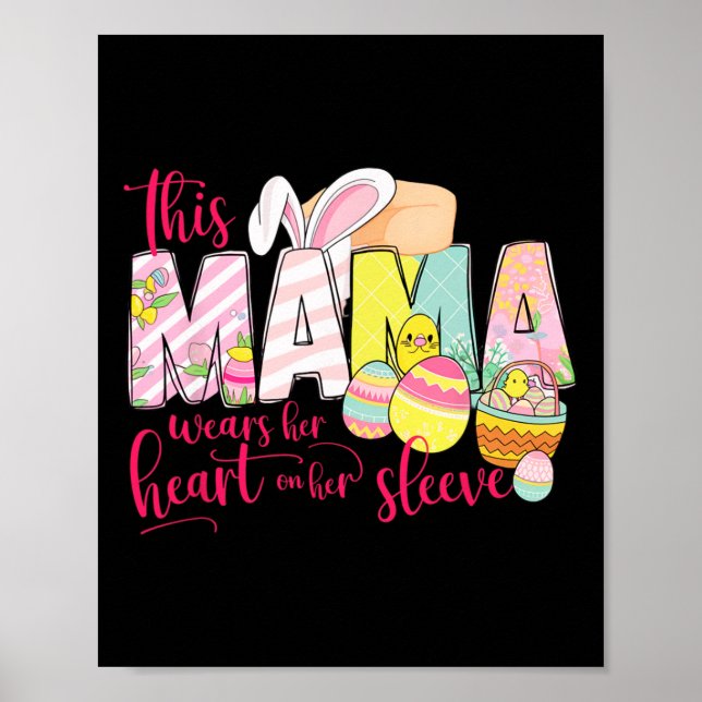 Cute Påsk Mamma Bunny Blommigt Mor-dagen Vår Poster (Framsidan)