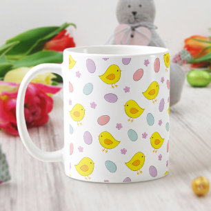 Cute Påsk mönster Chickens Eggs Anpassningsbar fär Kaffemugg