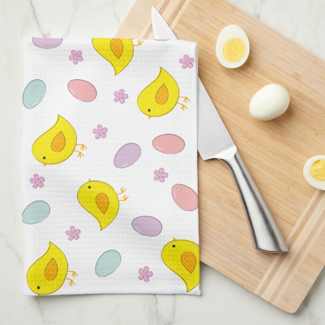 Cute Påsk mönster Chickens Eggs Anpassningsbar fär Kökshandduk (Vikt i Fjärdedel)
