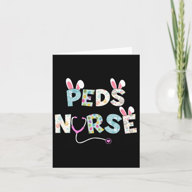 Cute Påsk Peds Nurse Bunny Öron Glad påsk Egg Kort (Framsida)