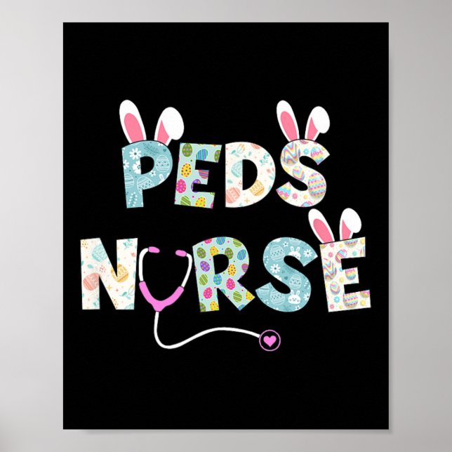 Cute Påsk Peds Nurse Bunny Öron Glad påsk Egg Poster (Framsidan)