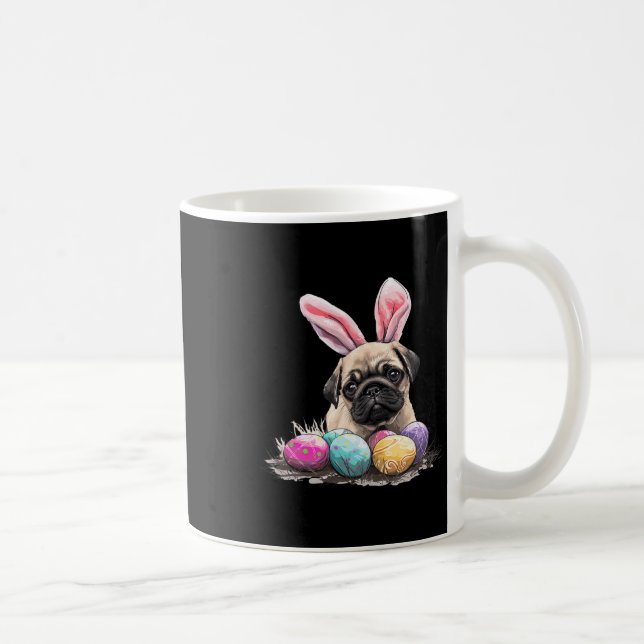 Cute Påsk Pug Hund Pug Påsk Pug Hund Glad påsk Kaffemugg (Höger)