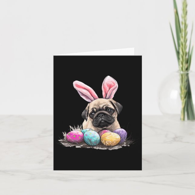 Cute Påsk Pug Hund Pug Påsk Pug Hund Glad påsk Kort (Framsida)