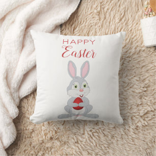 Cute Påsk Rabbit Red Påskägg Kudde