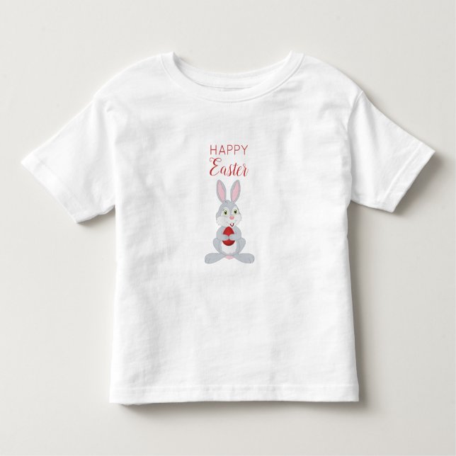 Cute Påsk Rabbit Red Påskägg T Shirt (Framsida)