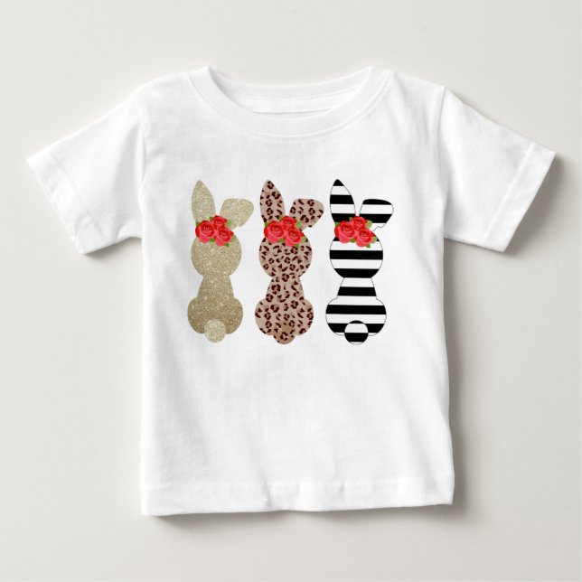 Cute Påsk Rabbit Trio Tshirt T Shirt (Framsida)