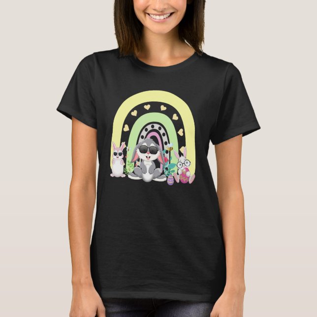 Cute Påsk Rainbow Glad påsk Heart Vår Öster T Shirt (Framsida)