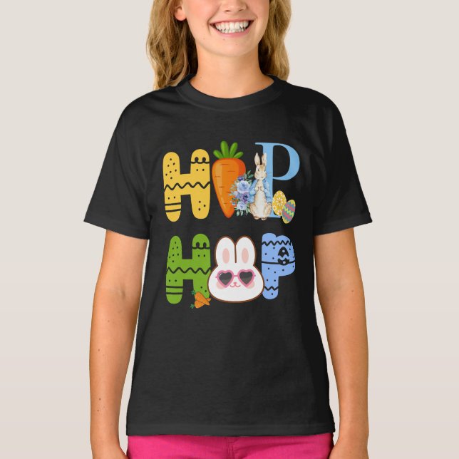 Cute Påsk ’SKUTT SKUTT’ Bunny & Carrot Vår T Shirt (Framsida)