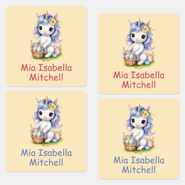 Cute Påsk Unicorn - Anpassade Järn på etiketter (Grupp)