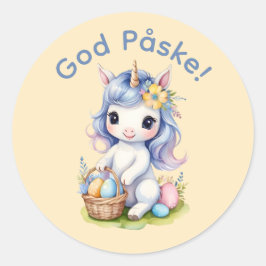Cute Påsk Unicorn Danish - Sticker Runt Klistermärke