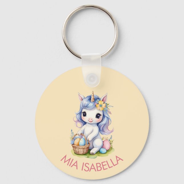 Cute Påsk Unicorn Keychain Nyckelring (Framsida)