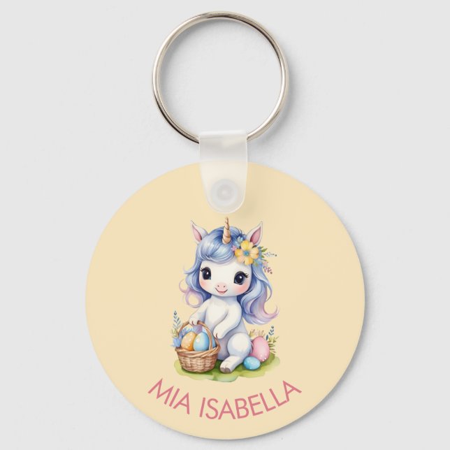 Cute Påsk Unicorn Keychain Nyckelring (Framsida)