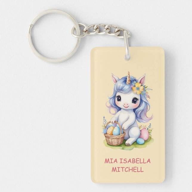 Cute Påsk Unicorn Namn - Rectangle Keychain (Framsidan)