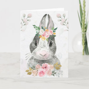 Cute Påsk Watercolor Bunny Helgkort