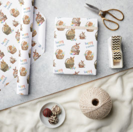 Cute Påsk Watercolor Bunny Mönster Presentpapper