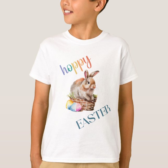 Cute Påsk Watercolor Bunny T Shirt (Framsida)