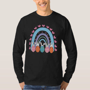 Cute Påskägg Heart Rainbow Bunny Glad påsk T Shirt