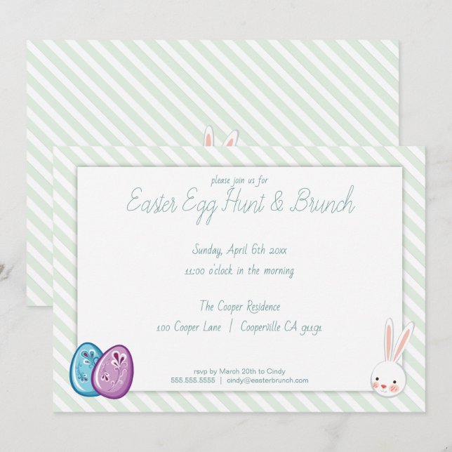 Cute Påskägg Hunt & Brunch-inbjudan Inbjudningar (Fram/baksida)