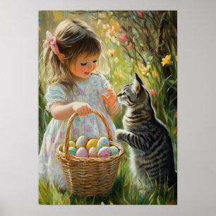 Cute Påskägg Hunt med Kitten Poster