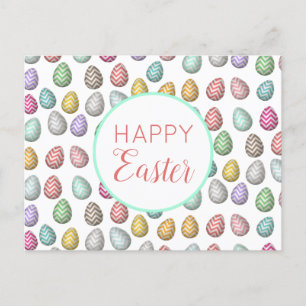 Cute Påskägg Mönster Pastel Färg Helg Vykort
