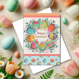 Cute Påskägg Pastel Blommigt Utandning Anpassnings Kort