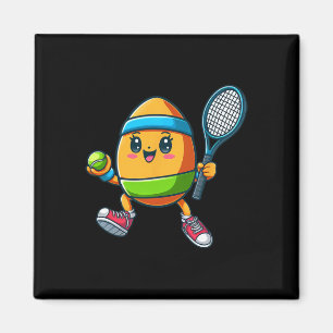 Cute Påskägg Tennis Player Design Tecknad Magnet