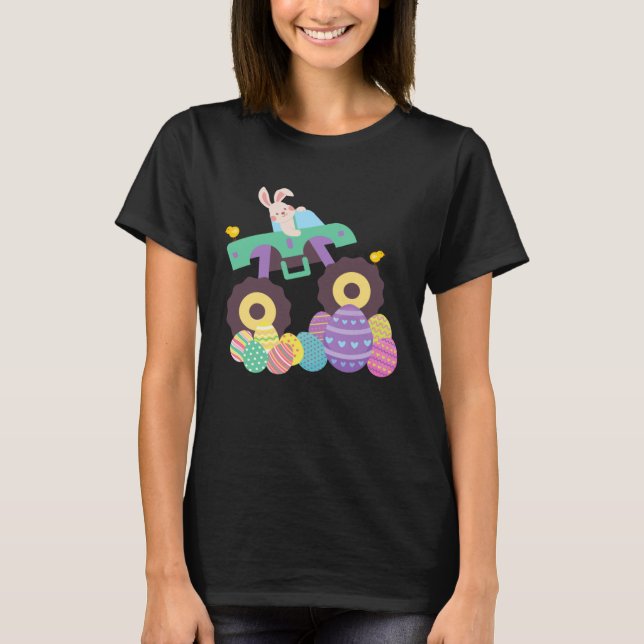 Cute Påskäggs and Rabbit for Monster Lastbil T Shirt (Framsida)
