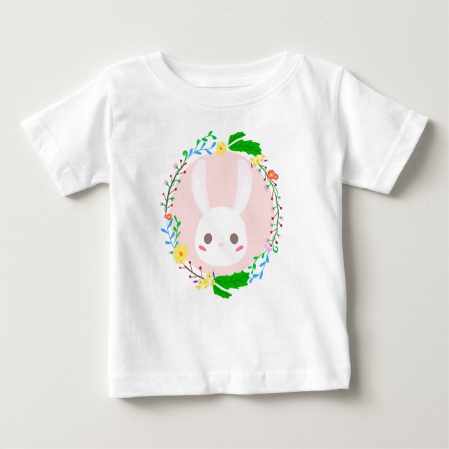 Cute Påskhare Ansikte Flower WAN T Shirt (Framsida)