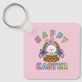 Cute Påskhare Basket med nyckelkedjan Eggs Nyckelring