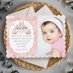 Cute Påskhare Birthday Photo Tack Kort