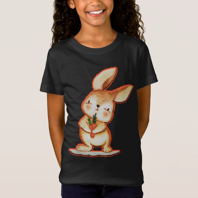 Cute Påskhare Black Girls T Shirt (Framsida)