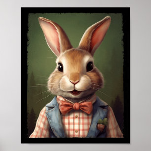 Cute Påskhare Bow Tie Rabbit Glad påsk Boys Poster