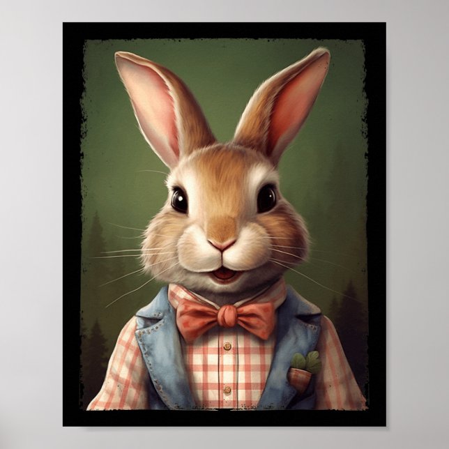 Cute Påskhare Bow Tie Rabbit Glad påsk Boys Poster (Framsidan)