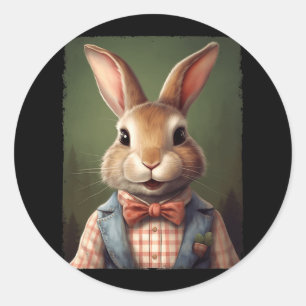 Cute Påskhare Bow Tie Rabbit Glad påsk Boys Runt Klistermärke
