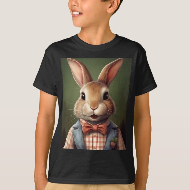 Cute Påskhare Bow Tie Rabbit Glad påsk Boys T Shirt (Framsida)