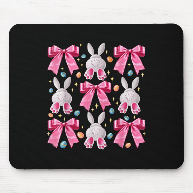 Cute Påskhare Coquette Bow Påsk Day Gir Musmatta (Framsidan)