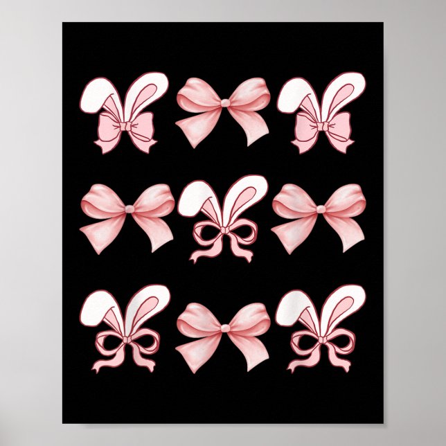 Cute Påskhare Coquette Bow Påsk Day Gir Poster (Framsidan)