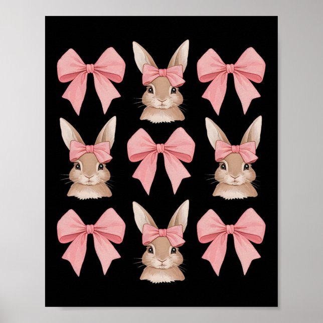 Cute Påskhare Coquette Bow Påsk Day Gir Poster (Framsidan)