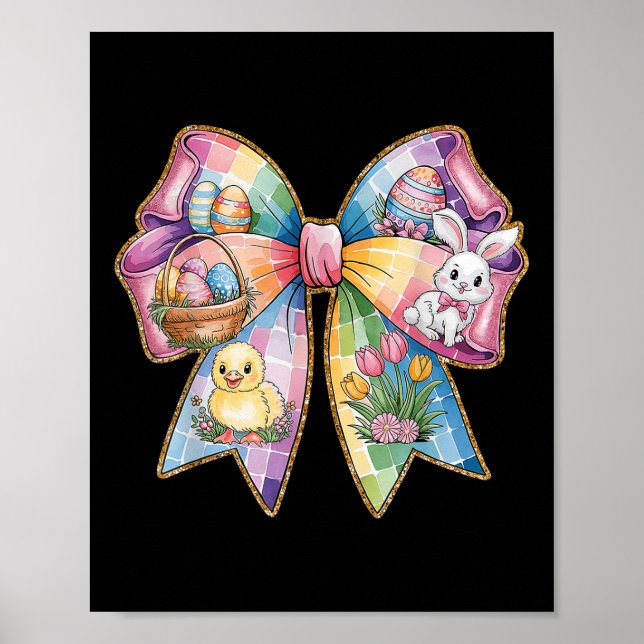 Cute Påskhare Coquette Bow Påsk Day Gir Poster (Framsidan)