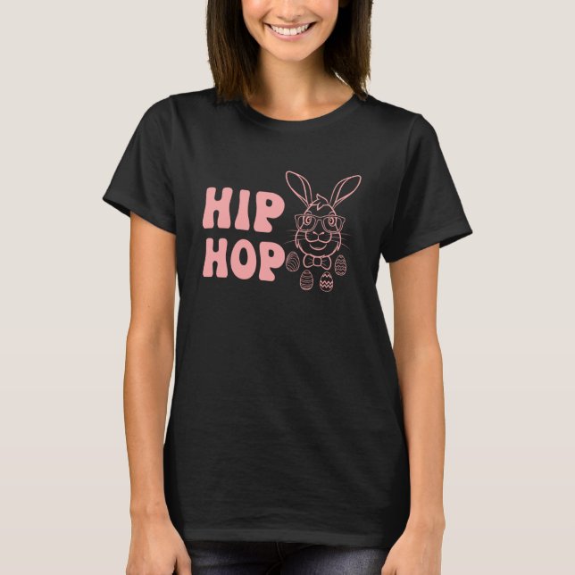 Cute Påskhare Egg Hunt Basket Hip hop T Shirt (Framsida)