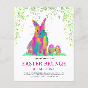 Cute Påskhare Egg Hunt och Brunch Rosa Flygblad