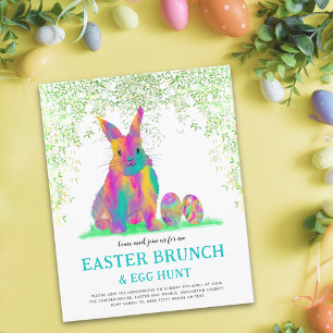 Cute Påskhare Egg Hunt och Brunch Teal
