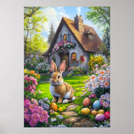 Cute Påskhare Egg Hunt Painting Poster