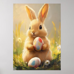 Cute Påskhare Egg Poster