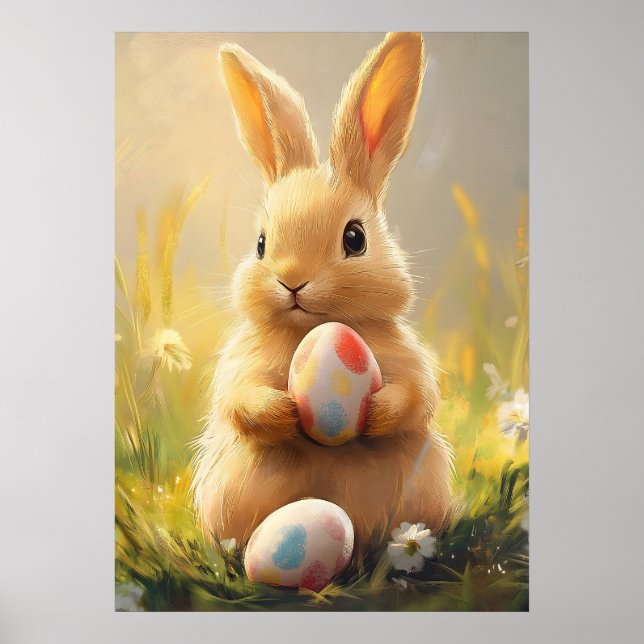Cute Påskhare Egg Poster (Framsidan)