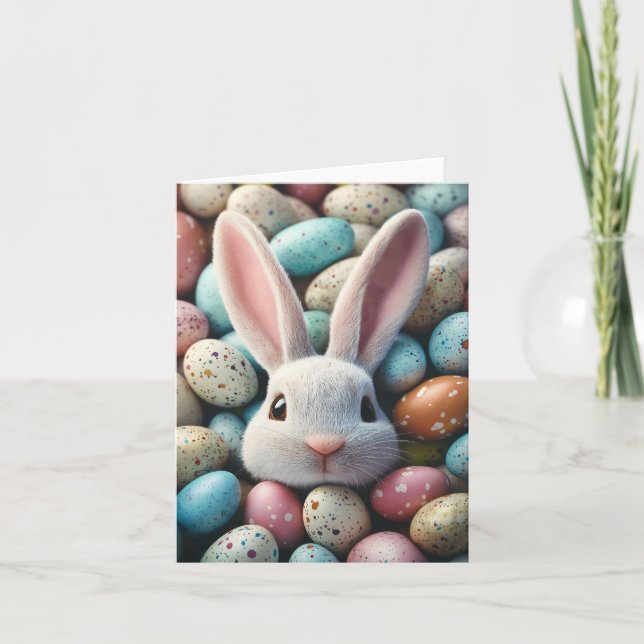 Cute Påskhare Eggs Card Kort (Framsida)